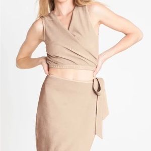 Whitney Port COZeCO Crop Top Wrap Skirt Set